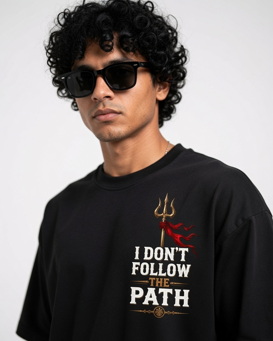 StitchVaults™ I Don't Follow The Path Oversized T-Shirt – Mahadev Edition - Image 2