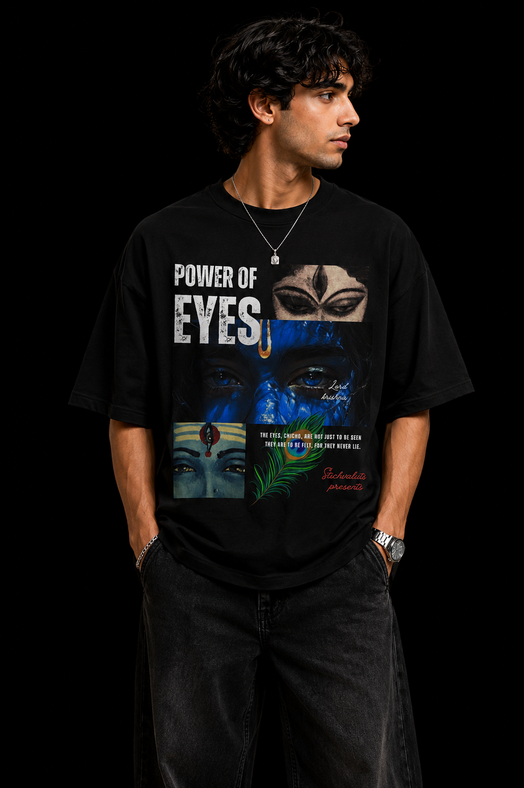 StitchVaults™ Power of Eyes Oversized Graphic T-Shirt – Divine Vision Edition