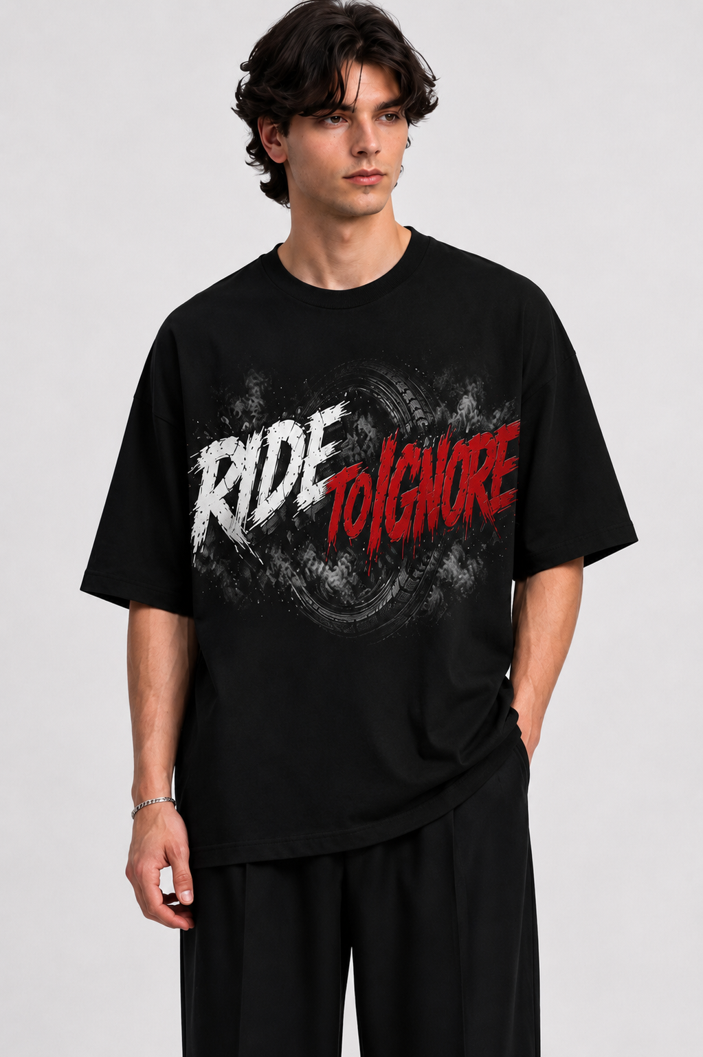 StitchVaults™ Ride To Ignore Oversized Biker Graphic T-Shirt for Men - Image 4