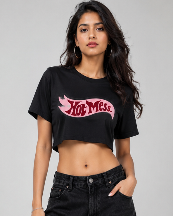 StitchVaults™ Hot Mess Women’s Crop Top T-Shirt