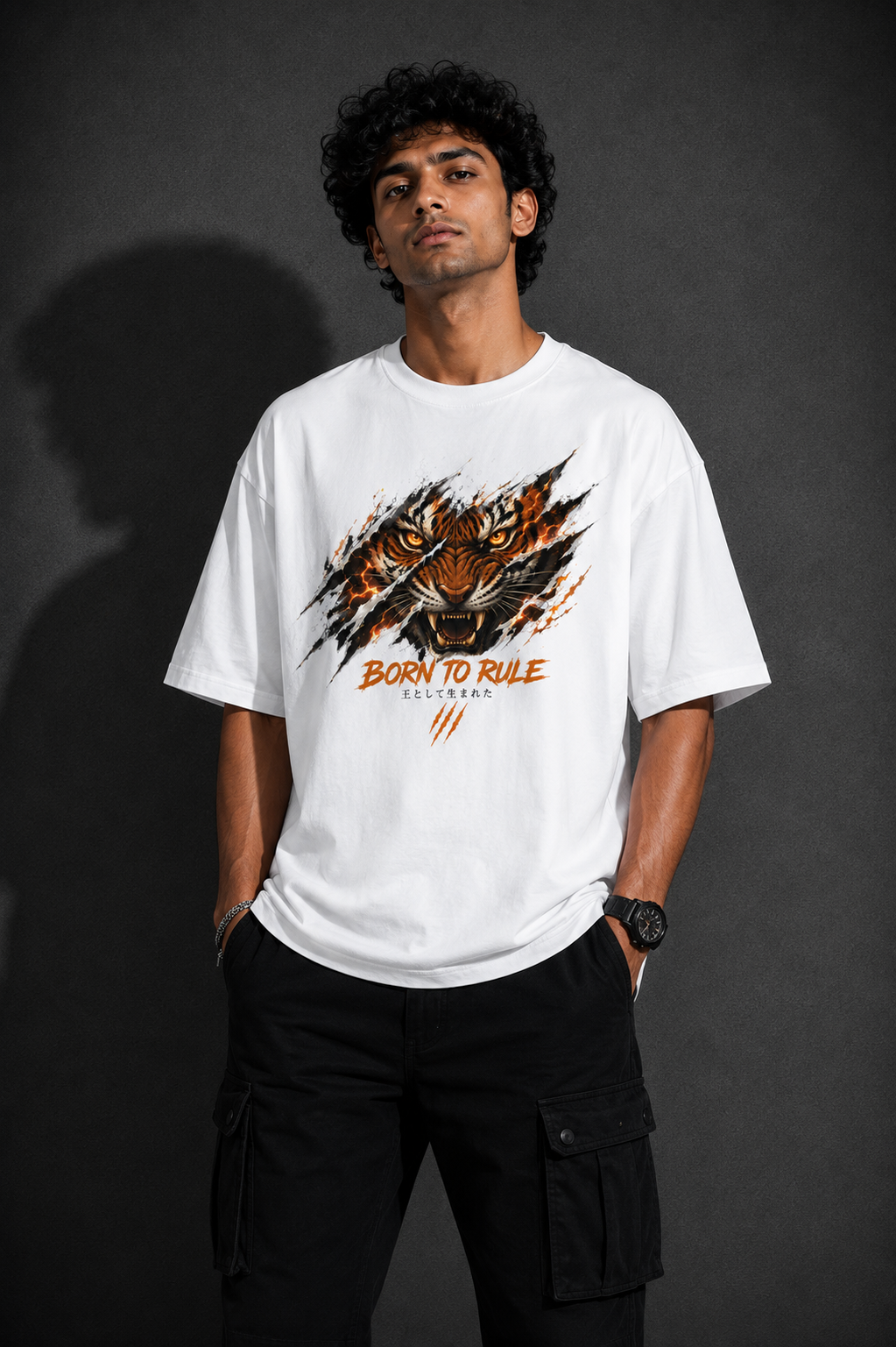 StitchVaults™ Born To Rule Tiger Oversized Graphic T-Shirt