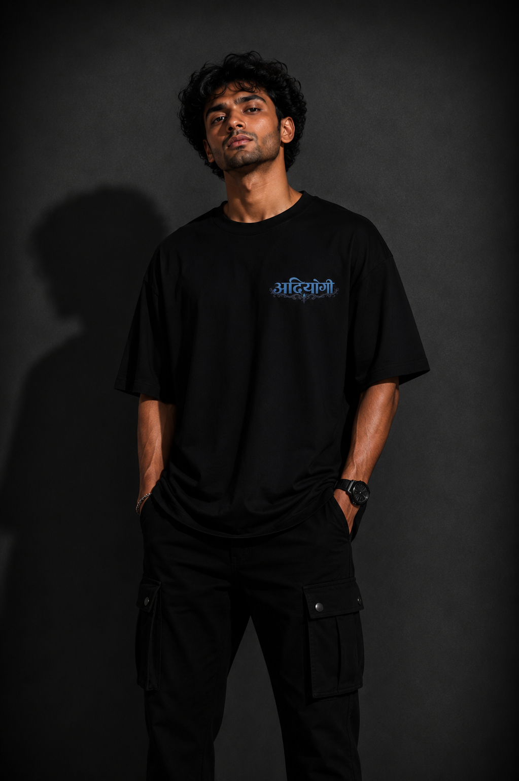 StitchVaults™ Adiyogi Oversized Spiritual Graphic T-Shirt for Men - Image 2
