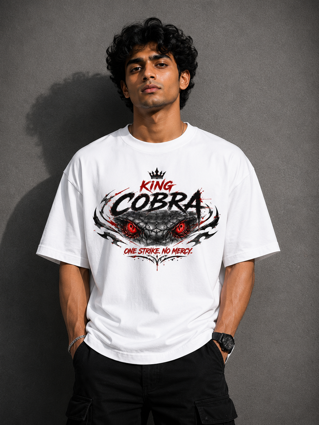 StitchVaults™ King Cobra Oversized Graphic T-Shirt for Men - Image 2