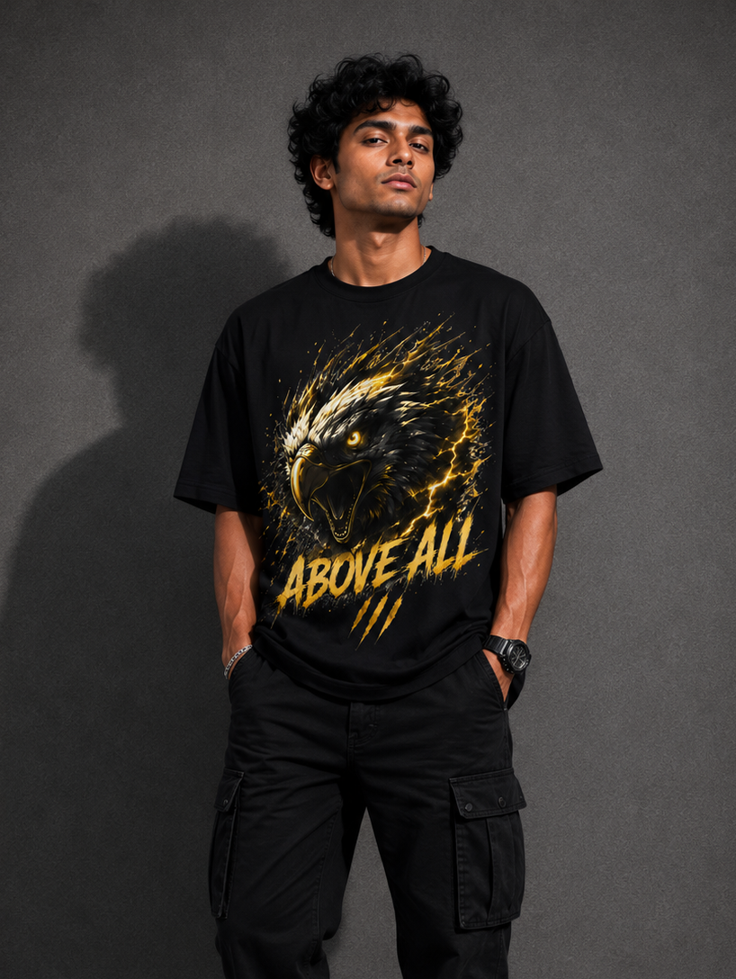 StitchVaults™ Above All Eagle Oversized Graphic T-Shirt – Thunder Edition - Image 2