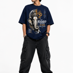 StitchVaults™ Stay Focused Let Bappa Handle the Rest Oversized Graphic T-Shirt – GANESHA LEGACY™ Collection | Premium Cotton