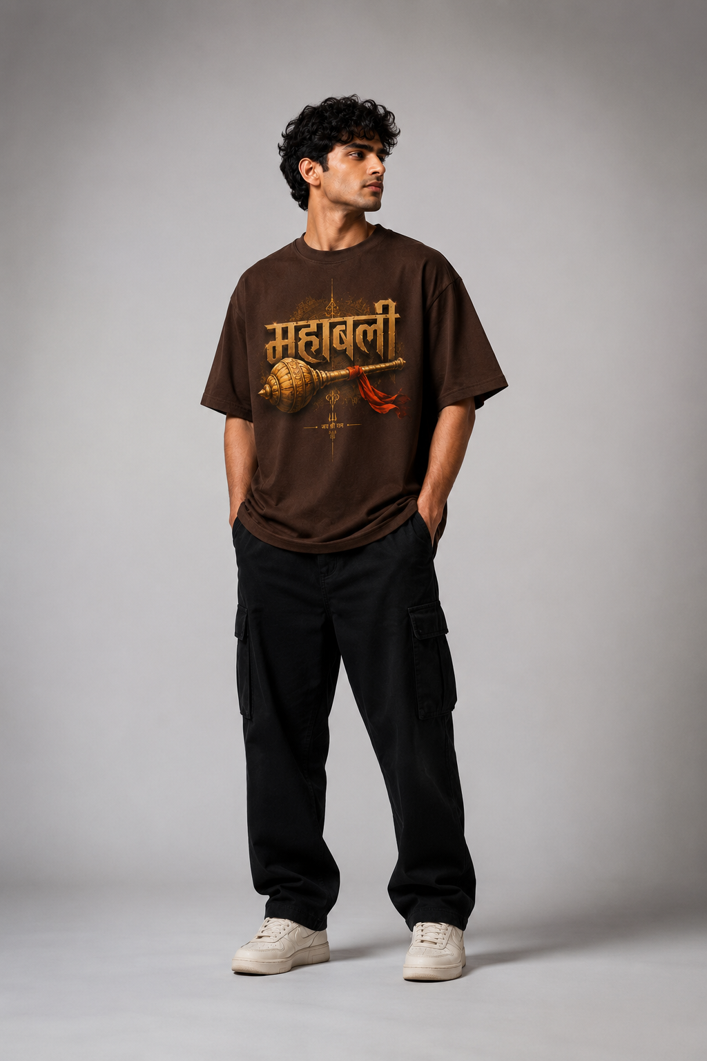 StitchVaults™ Mahabali Hanuman Oversized Spiritual Graphic T-Shirt for Men