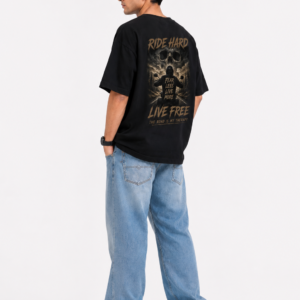 StitchVaults™ Ride Hard Live Free Oversized Biker T-Shirt for Men