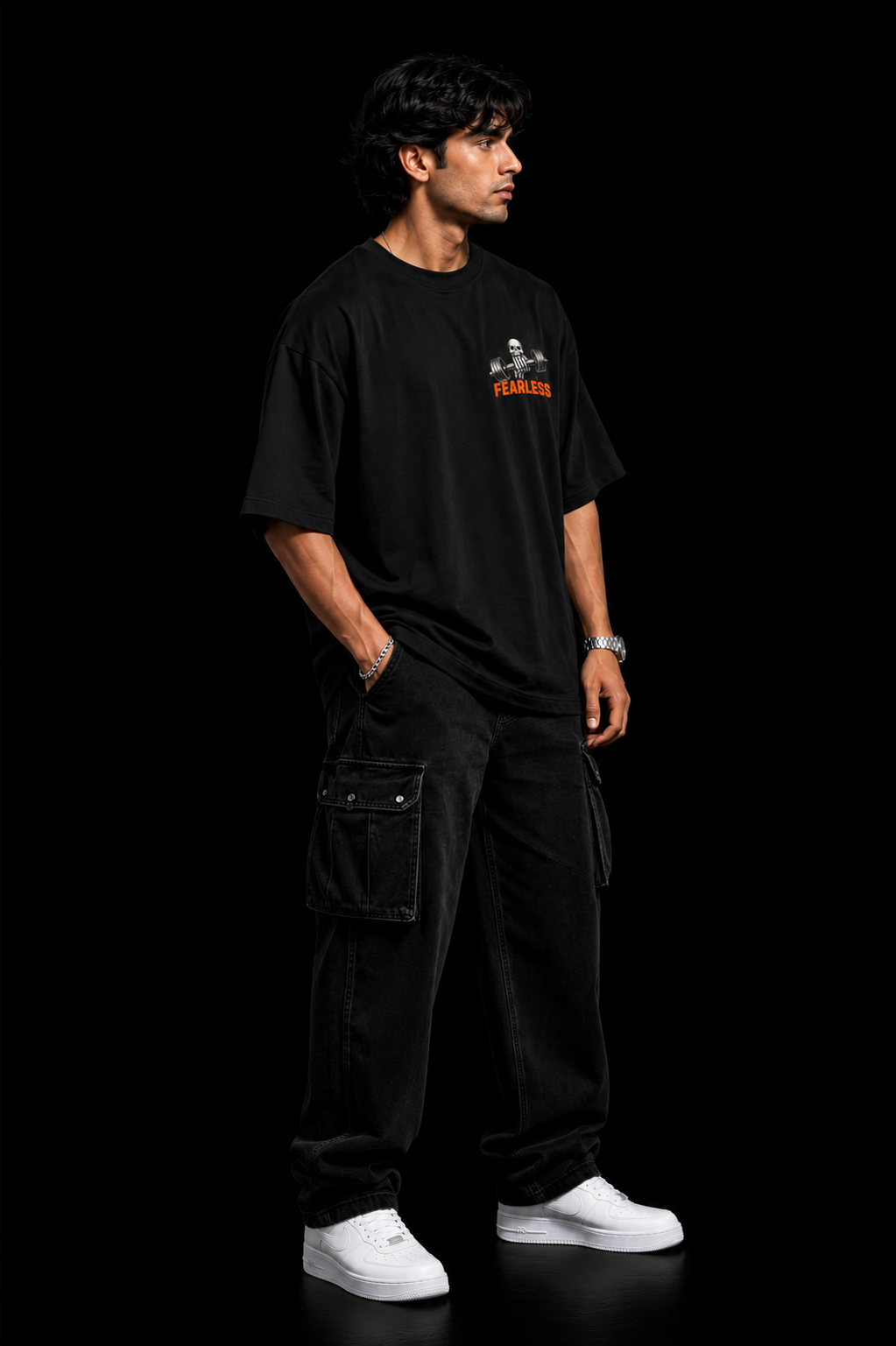 StitchVaults™ Fearless Heavy Lifter Oversized Gym T-Shirt – No Pain No Excuses Edition - Image 4