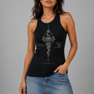 Moon Lotus Women’s Black Graphic Tank Top | StitchVaults™
