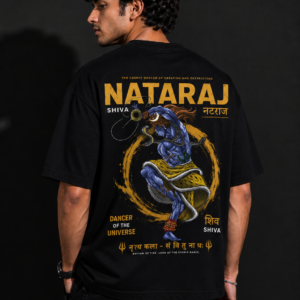 StitchVaults™ Nataraj Shiva Oversized Graphic T-Shirt for Men