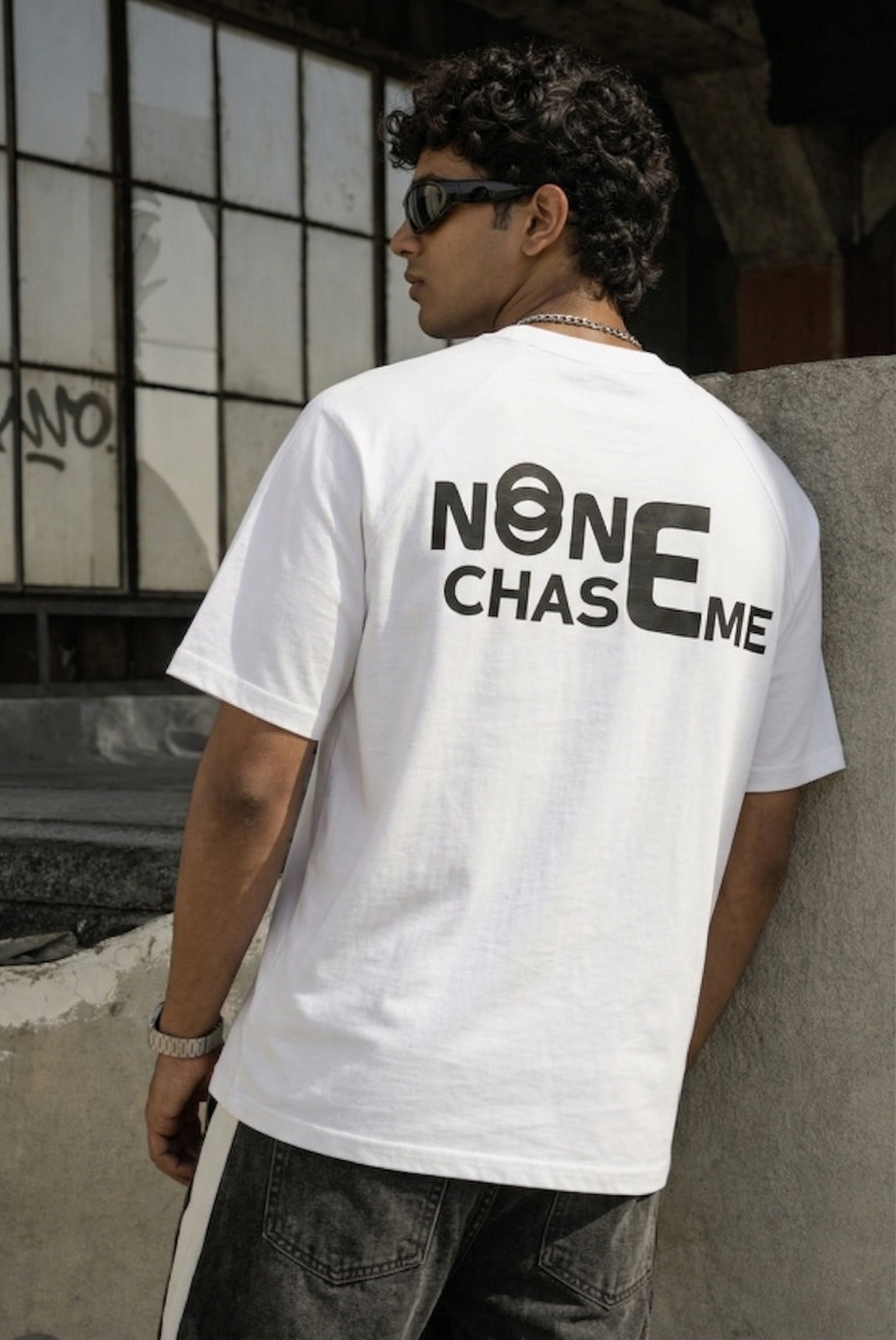 NONE CHASE ME Oversized Streetwear T-Shirt - Premium Heavyweight Cotton - Image 3