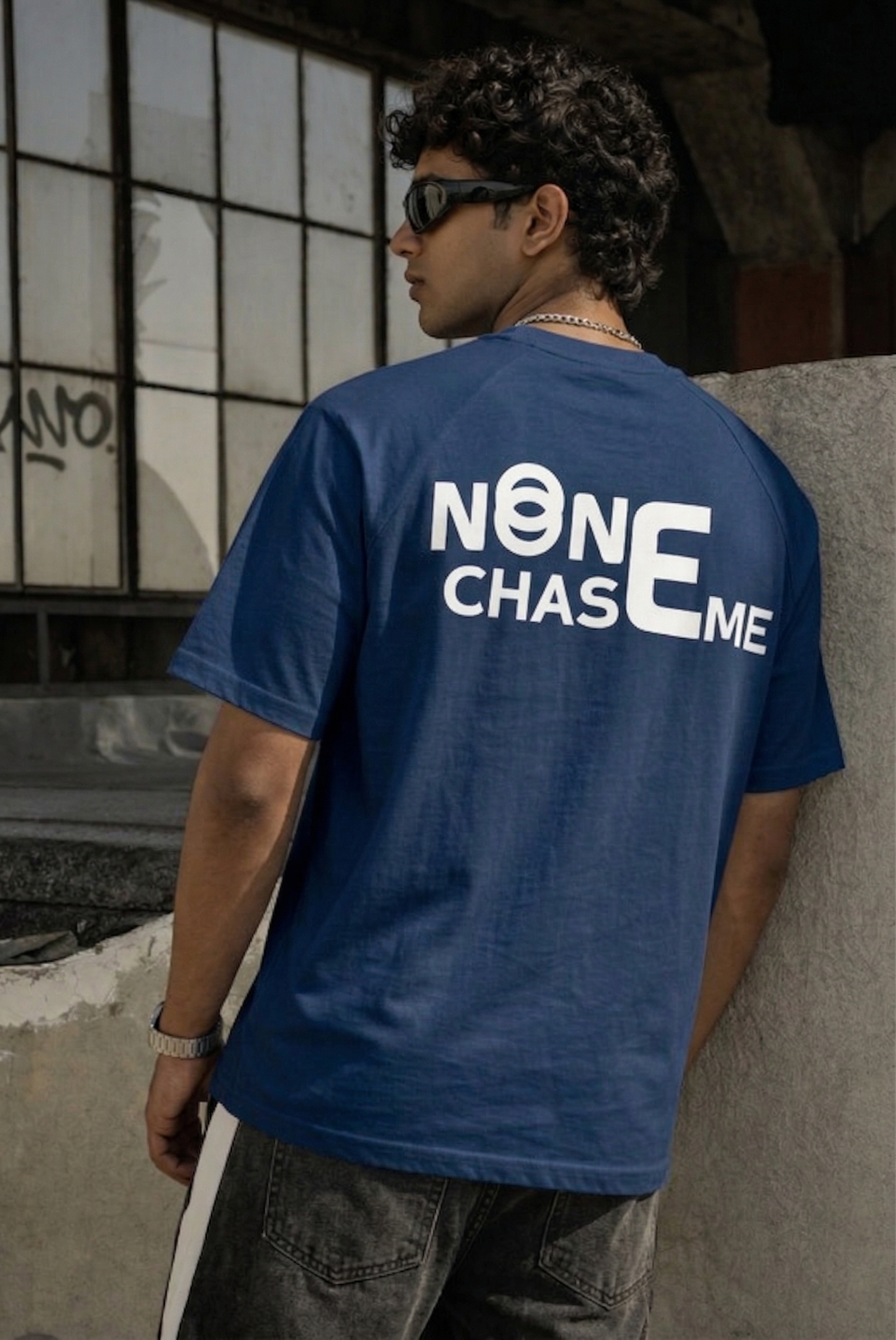 NONE CHASE ME Oversized Streetwear T-Shirt - Premium Heavyweight Cotton - Image 5