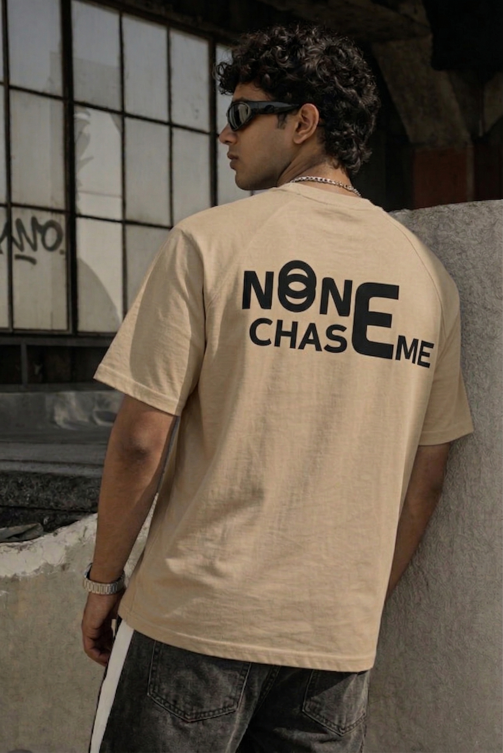 NONE CHASE ME Oversized Streetwear T-Shirt - Premium Heavyweight Cotton - Image 4