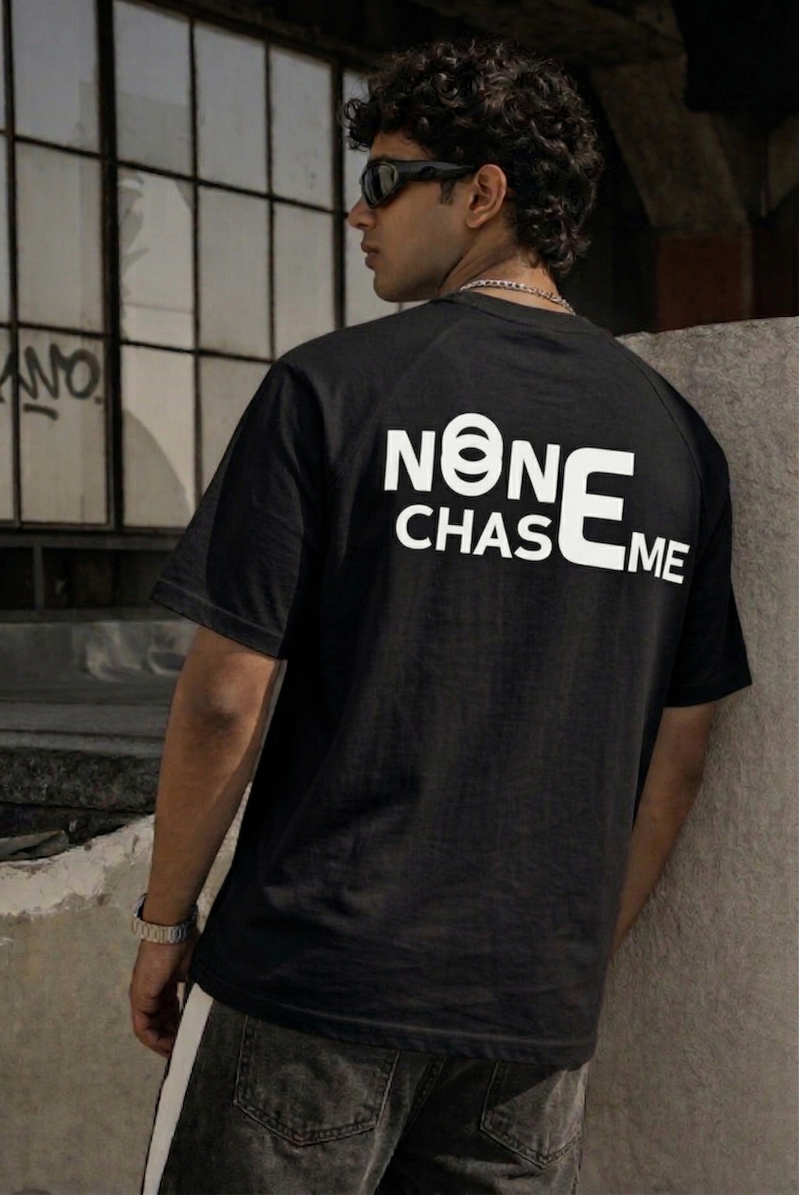 NONE CHASE ME Oversized Streetwear T-Shirt - Premium Heavyweight Cotton - Image 2