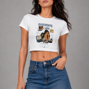 Overthinking Is My Cardio Women’s White Graphic Crop Top | StitchVaults™