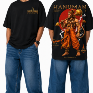 StitchVaults™ Hanuman – My Strength Lies in Devotion Oversized Graphic T-Shirt | HANUMAN LEGACY™ Collection