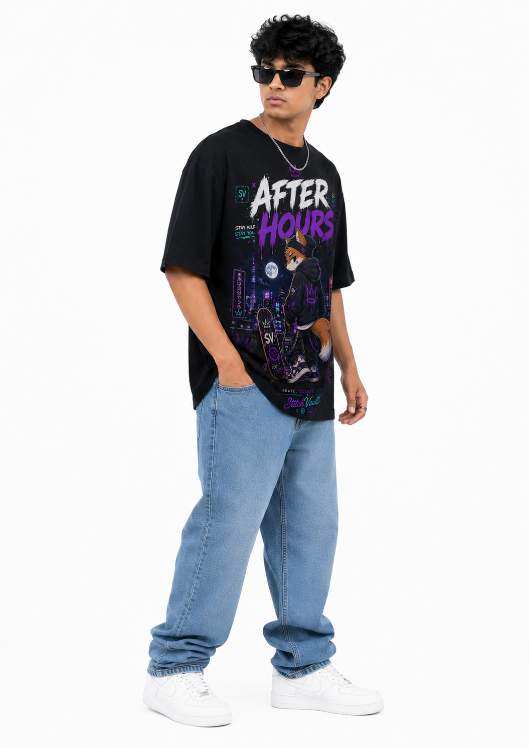 StitchVaults™ After Hours Oversized Graphic T-Shirt – Kawaii Street™ Collection | Premium Cotton - Image 4