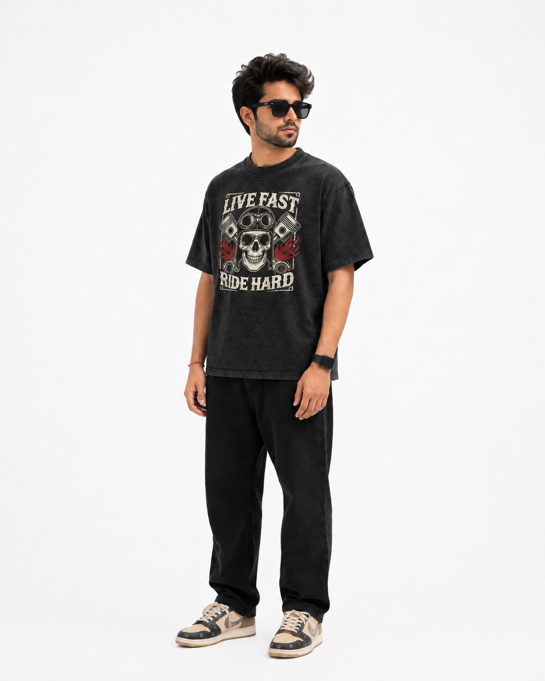 StitchVaults™ Live Fast Ride Hard Oversized Biker T-Shirt for Men