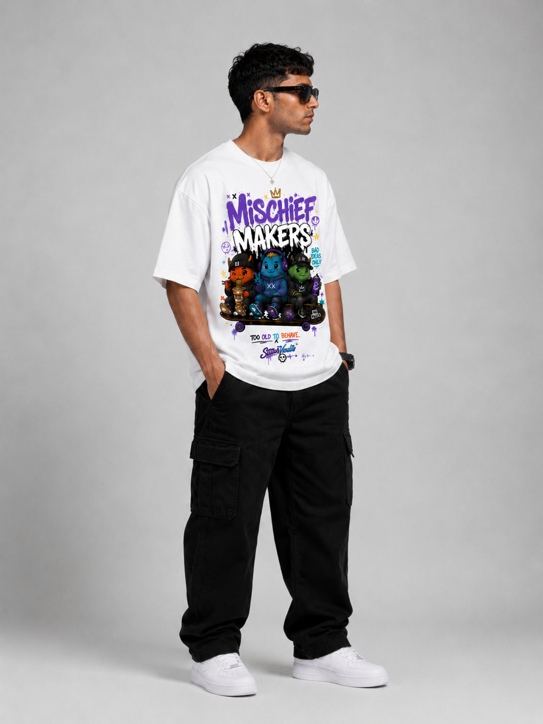 StitchVaults™ Mischief Makers Oversized Graphic T-Shirt – NOSTALGIA™ Collection | Premium Cotton - Image 4