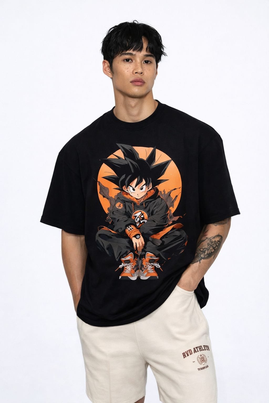 Urban Warrior Goku Oversized T-Shirt - Streetwear Anime Graphic Tee - Image 3