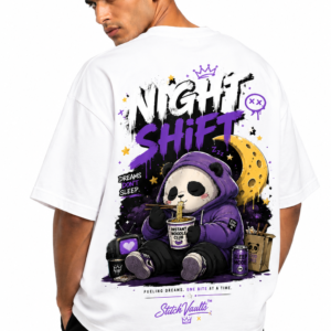 StitchVaults™ Night Shift Oversized Graphic T-Shirt – NOSTALGIA™ Collection | Premium Heavyweight Cotton