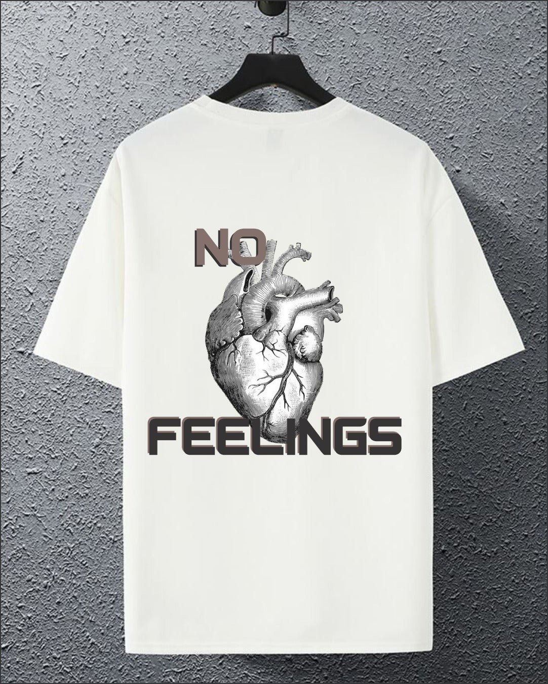 No Feelings Anatomical Heart White Oversized Graphic T-Shirt | StitchVaults™ - Image 6