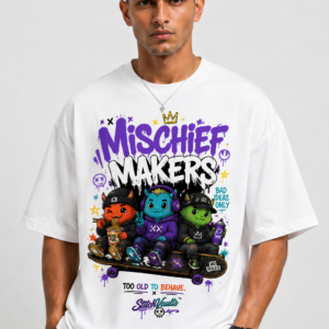 StitchVaults™ Mischief Makers Oversized Graphic T-Shirt – NOSTALGIA™ Collection | Premium Cotton