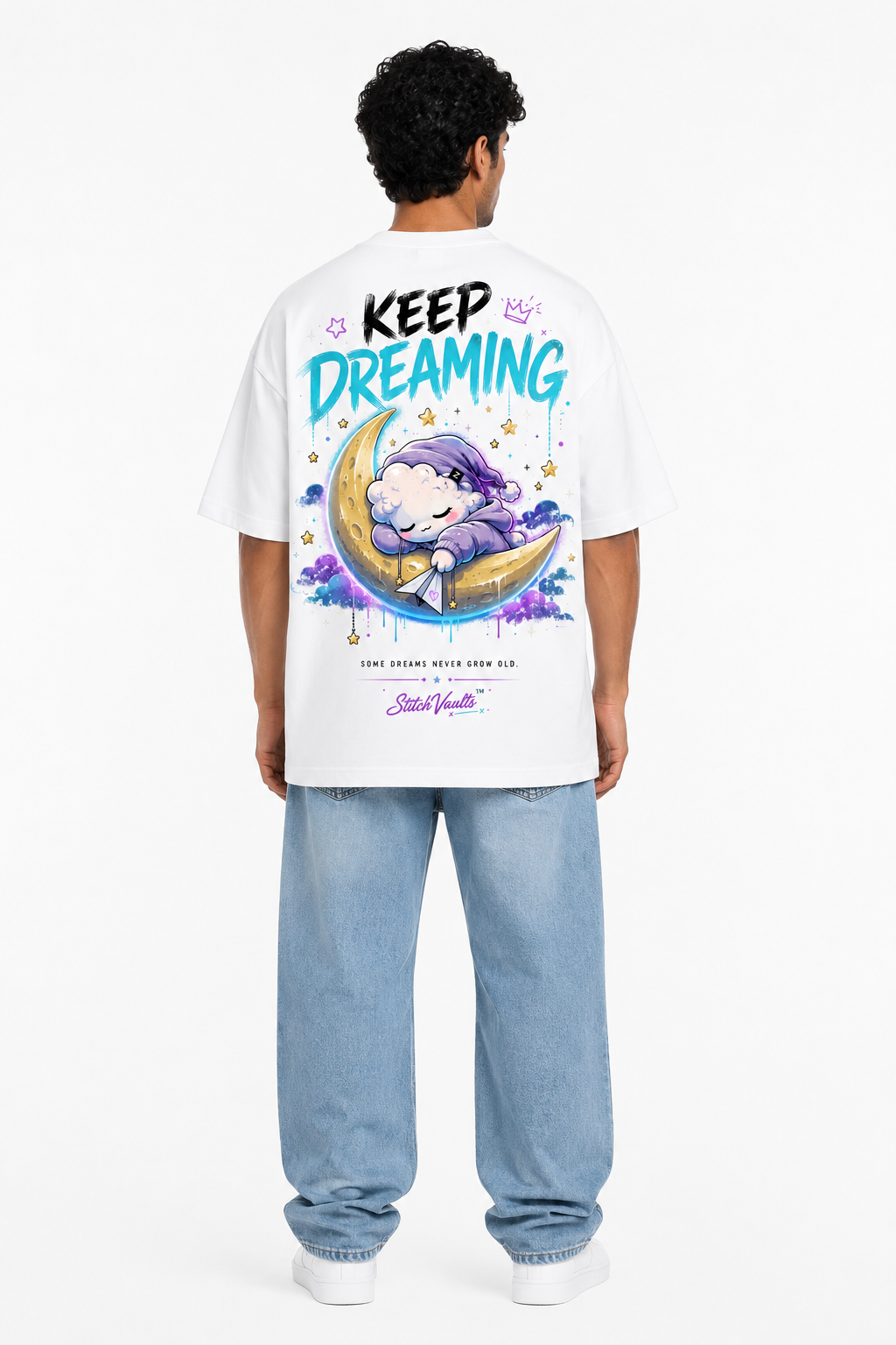 Keep Dreaming Oversized T-Shirt – White Premium Cotton - Image 4