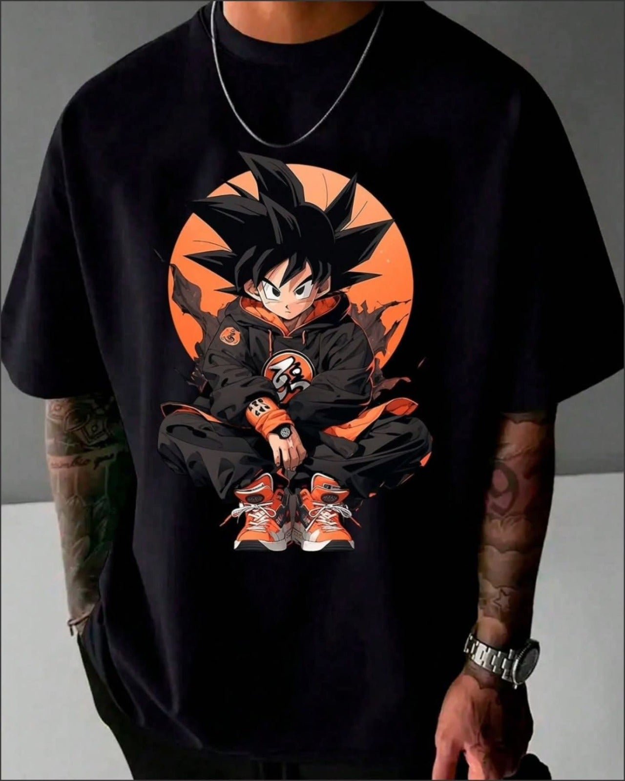 Urban Warrior Goku Oversized T-Shirt - Streetwear Anime Graphic Tee - Image 2