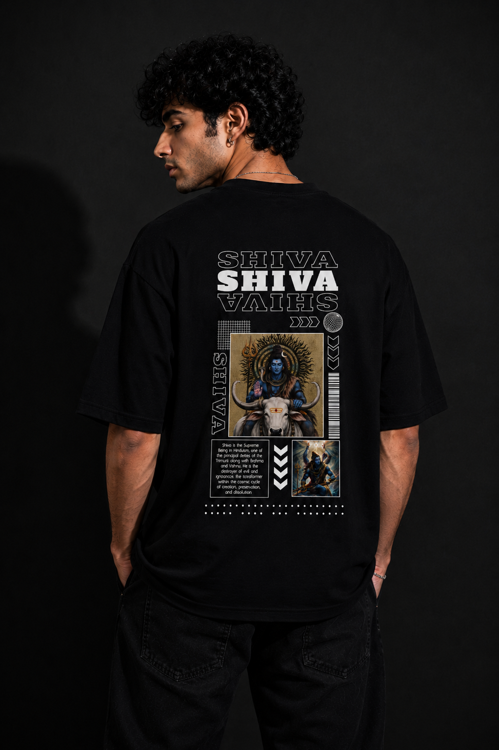 StitchVaults™ Shiva Oversized Graphic T-Shirt – Divine Power Streetwear Edition
