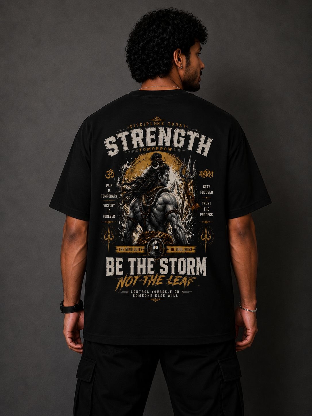 Mahadev "Be The Storm" Oversized Graphic T-Shirt – Black Streetwear - Image 2