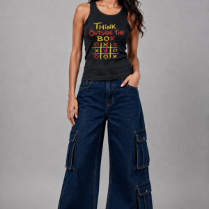 Think Outside The Box Women’s Black Tank Top