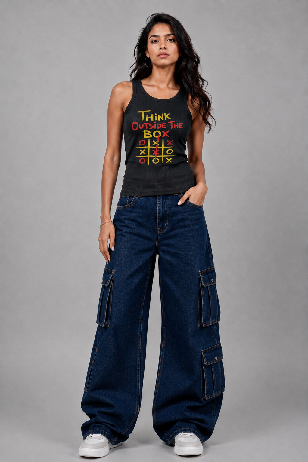 Think Outside The Box Women’s Black Tank Top