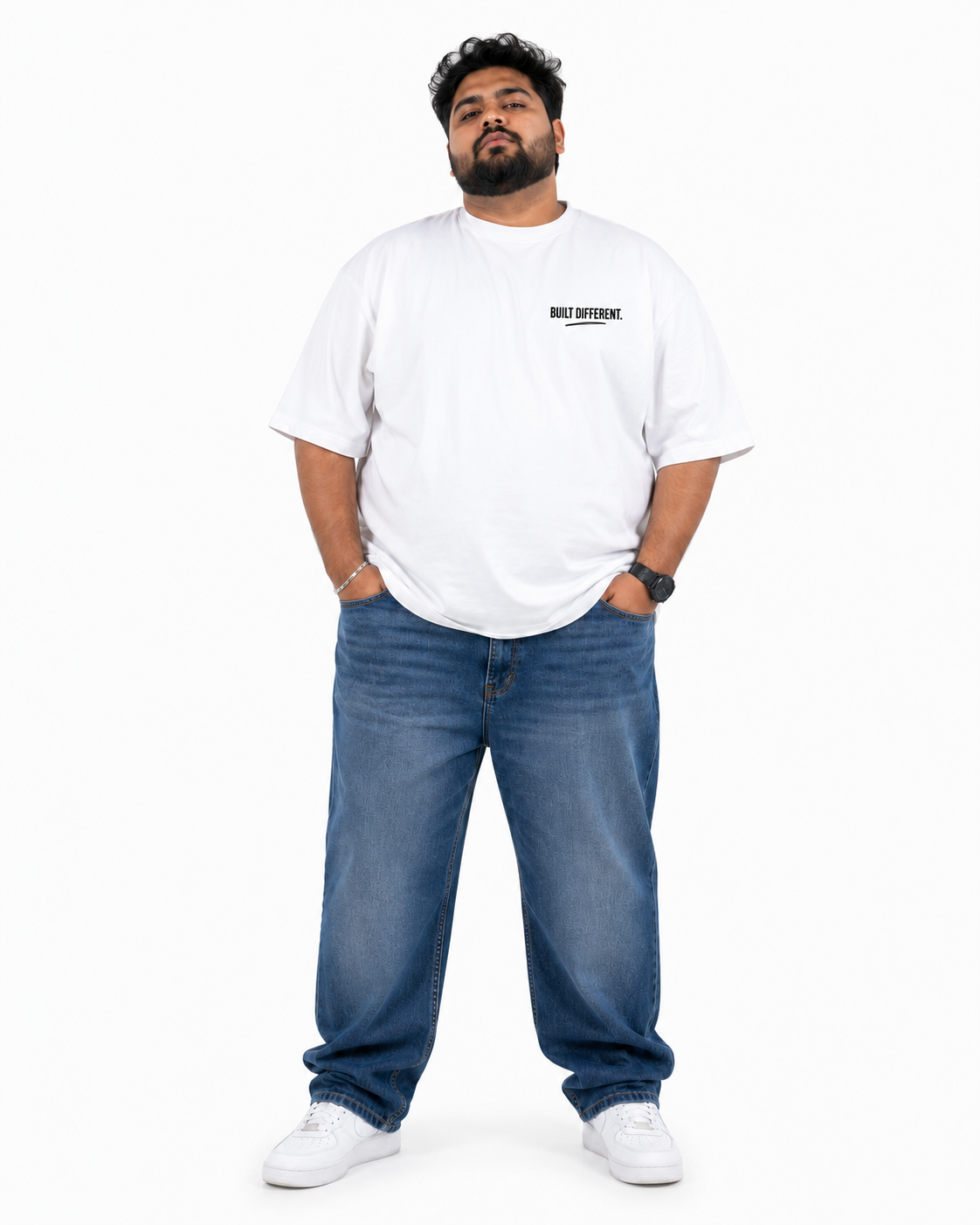Built Different White Oversized T-Shirt StitchVaults™