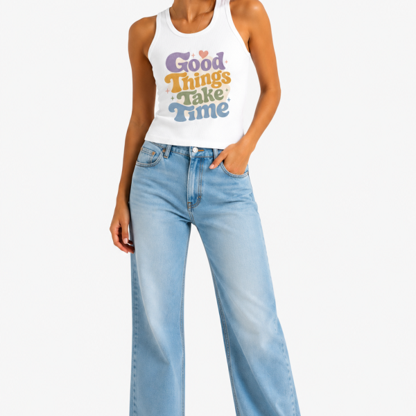 Good Things Take Time Women’s White Tank Top | StitchVaults™